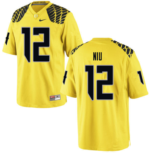 Men #12 Sampson Niu Oregn Ducks College Football Jerseys Sale-Yellow - Click Image to Close